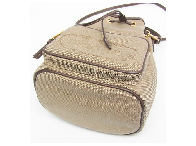Borsa a sacco in jacquard con logo Prada Marrone Marrone scuro - vista 5