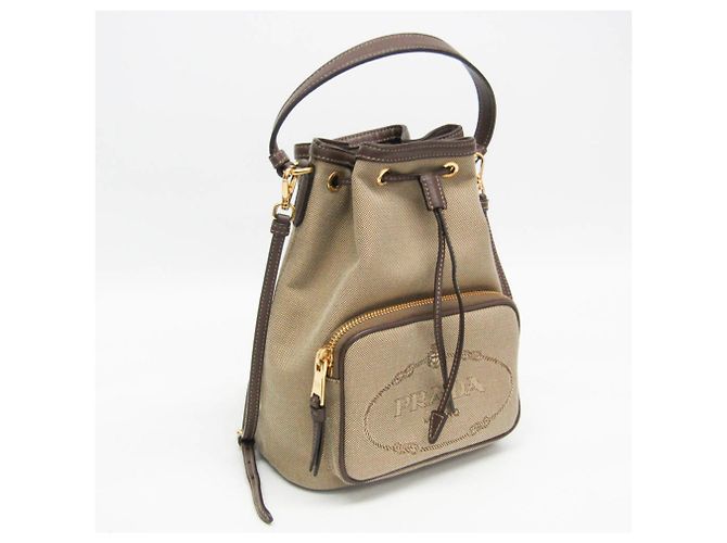 Borsa a sacco in jacquard con logo Prada Marrone Marrone scuro - vista 7