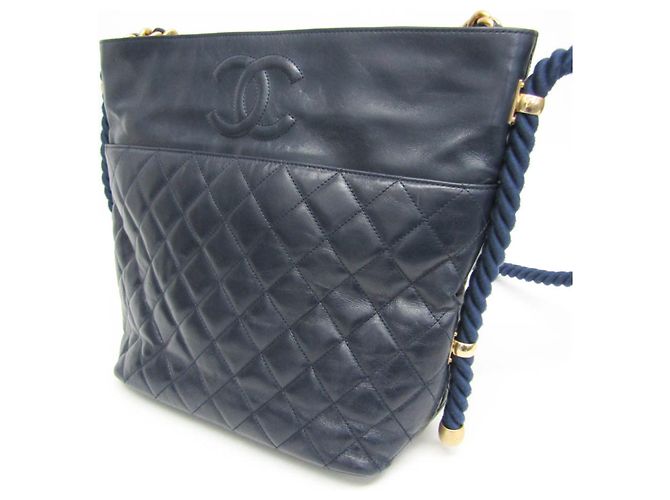 Borsa 2 in 1 con manico a catena Matelassé Chanel Blu navy - vista 11