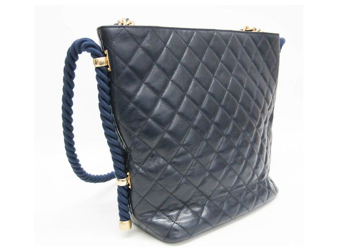 Borsa 2 in 1 con manico a catena Matelassé Chanel Blu navy - vista 12