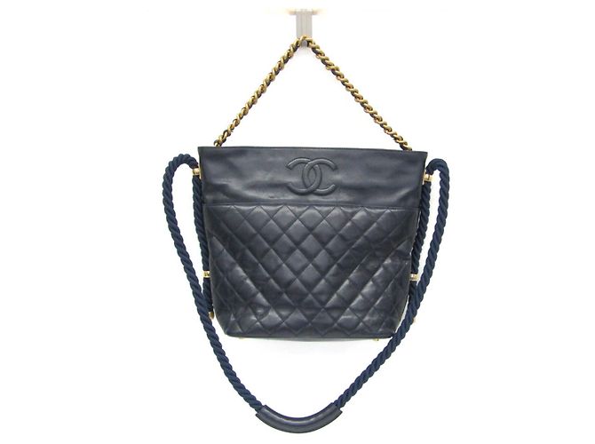 Borsa 2 in 1 con manico a catena Matelassé Chanel Blu navy - vista 2