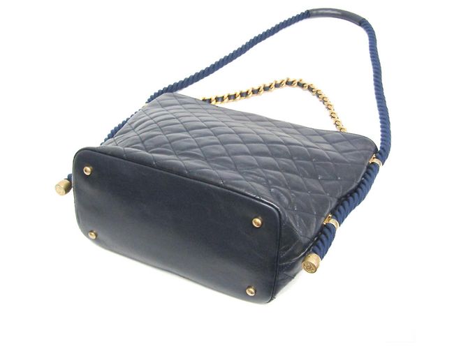 Borsa 2 in 1 con manico a catena Matelassé Chanel Blu navy - vista 3