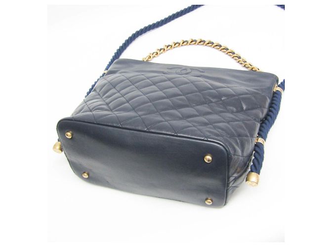 Borsa 2 in 1 con manico a catena Matelassé Chanel Blu navy - vista 5