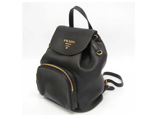 Mochila de couro feminina Prada VIT.DAINO Preto - vista 10