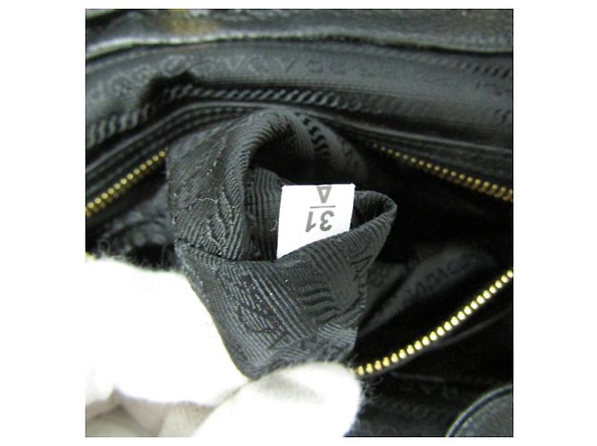 Mochila de couro feminina Prada VIT.DAINO Preto - vista 13