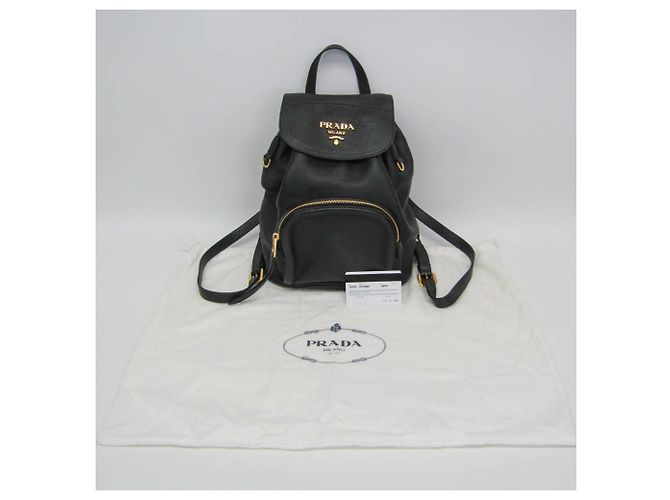 Mochila de couro feminina Prada VIT.DAINO Preto - vista 2