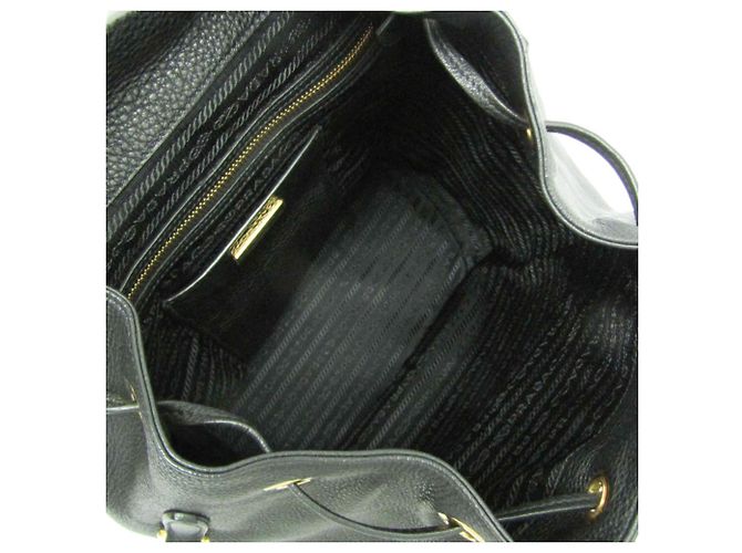 Mochila de couro feminina Prada VIT.DAINO Preto - vista 4