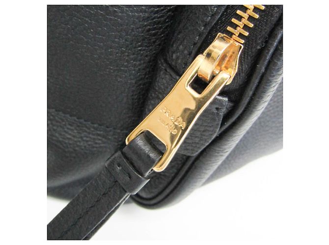 Mochila de couro feminina Prada VIT.DAINO Preto - vista 8