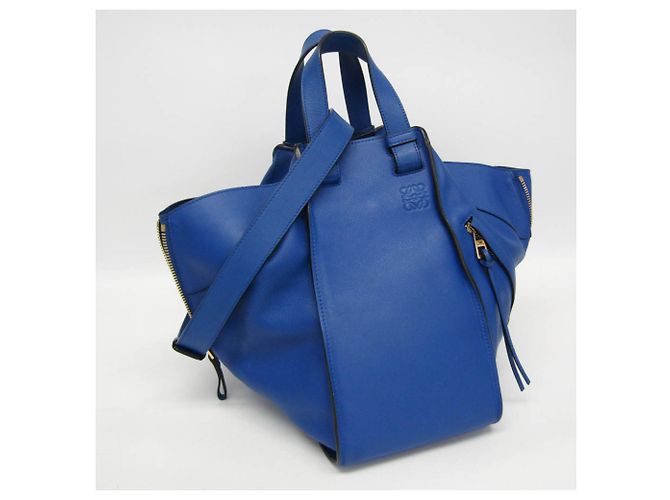 Borsa a mano Hammock Medium Loewe in pelle blu - vista 10