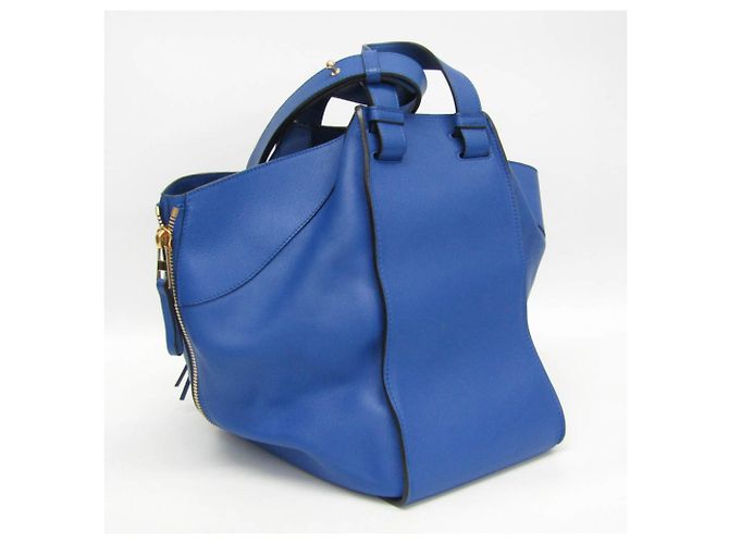 Borsa a mano Hammock Medium Loewe in pelle blu - vista 8
