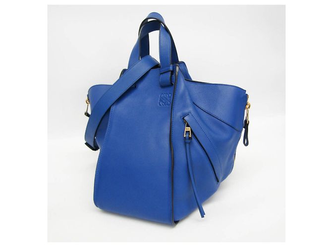 Borsa a mano Hammock Medium Loewe in pelle blu - vista 9