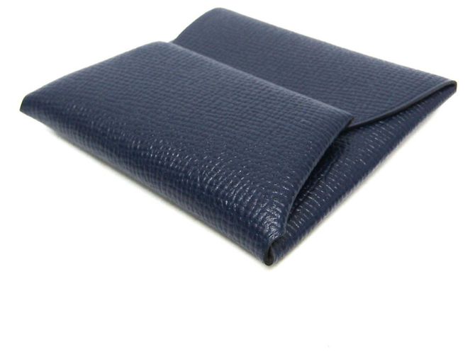 Monedero de cuero de cabra Bastia de Hermès Azul marino - vista 6