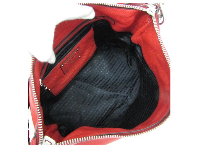 Borsa a spalla in pelle donna Prada Rosso - vista 3