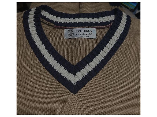 Brunello Cucinelli Herren V-Ausschnitt Pullover aus Baumwolle Mehrfarben - Ansicht 3