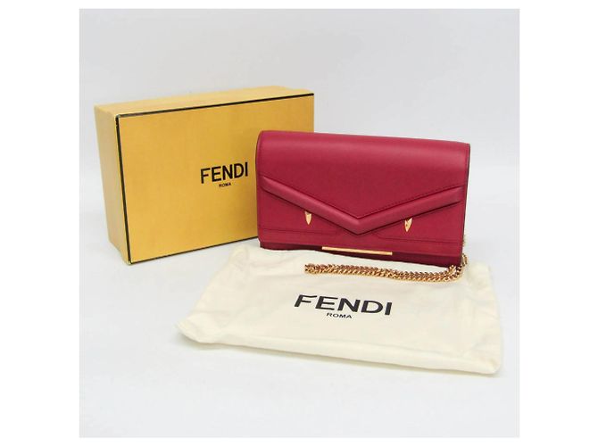Portafoglio in Pelle Fendi Bag Bugs con Catena/Spalla per Donna Rosso - vista 2