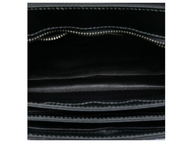 Borsa a tracolla Prada in Saffiano Lux nero e tessuto con catena - vista 4