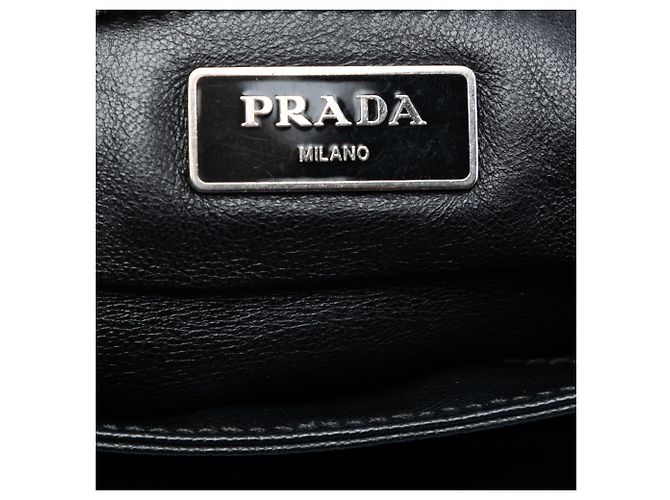 Borsa a tracolla Prada in Saffiano Lux nero e tessuto con catena - vista 5