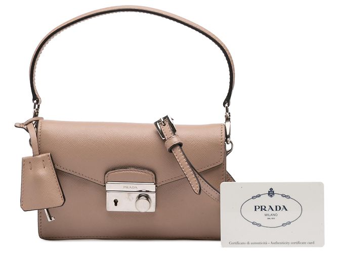 Borsa Mini Saffiano Lux Sound Lock Beige di Prada - vista 9