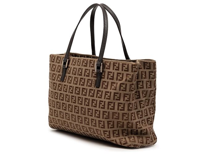 Fendi Braune Zucchino Canvas Tote Hellbraun - Ansicht 2