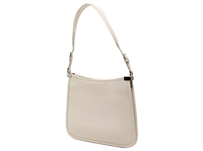 Borsa a spalla Gucci bianca in pelle di vitello piccola con morsetto sottile. - vista 2
