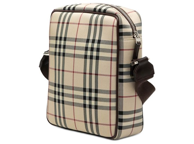 Borsa a tracolla in tela check beige Burberry - vista 2