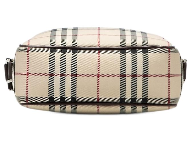 Borsa a tracolla in tela check beige Burberry - vista 3