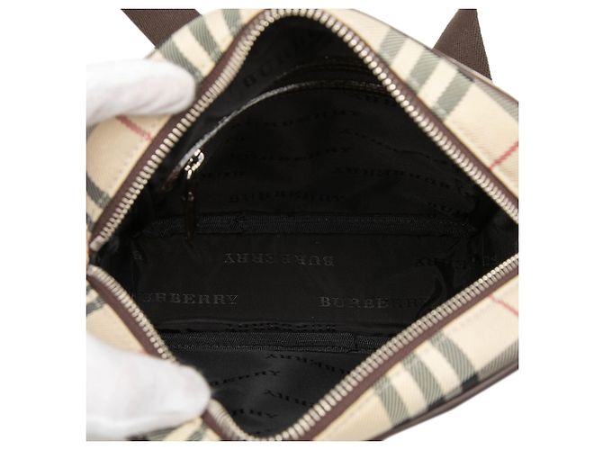 Borsa a tracolla in tela check beige Burberry - vista 4