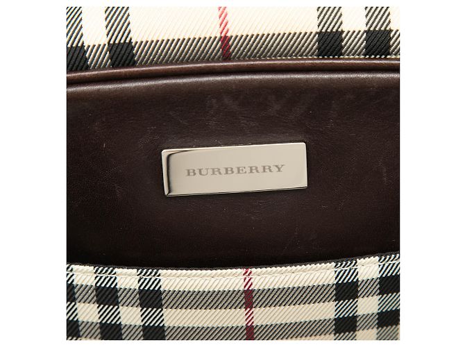 Borsa a tracolla in tela check beige Burberry - vista 5