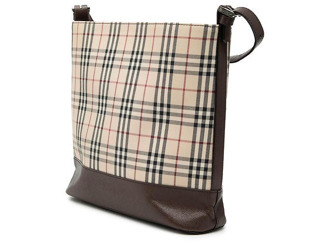 Borsa a spalla in tela check beige Burberry - vista 2