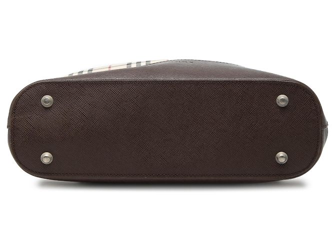 Borsa a spalla in tela check beige Burberry - vista 3