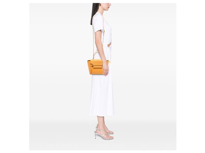 Belt Bag Céline Borsa a cintura in pelle di vitello granitato gialla Celine Giallo Senape - vista 7