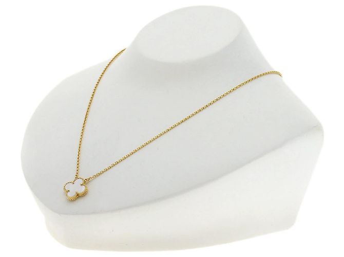 Collana Vintage Alhambra in Conchiglia Bianca di Van Cleef & Arpels Bianco Giallo - vista 4