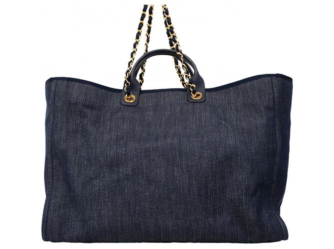 Borsa a spalla Chanel Deauville con catena Blu navy - vista 9