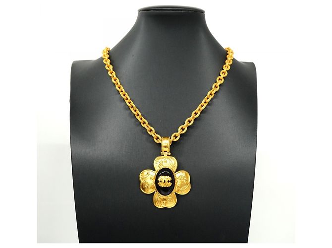 Collana con motivo floreale Chanel Coco Mark Nero D'oro - vista 6