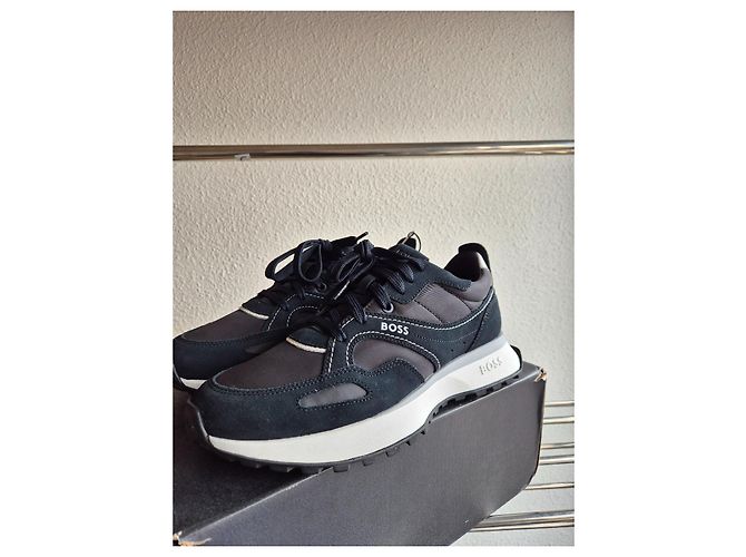 Sneakers Hugo Boss in pelle blu navy - vista 3