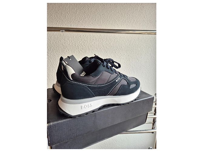 Sneakers Hugo Boss in pelle blu navy - vista 4