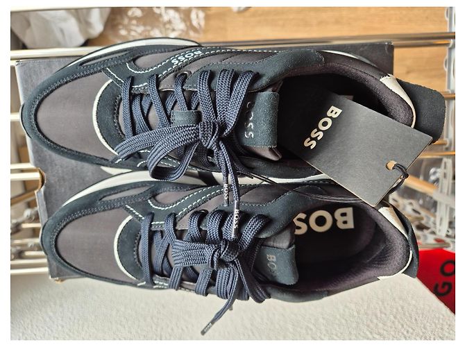 Sneakers Hugo Boss in pelle blu navy - vista 8