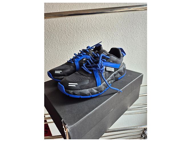Baskets Versace Jeans Couture Noir Bleu Coton - vue 3