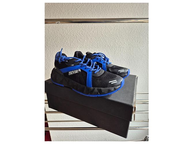 Baskets Versace Jeans Couture Noir Bleu Coton - vue 4