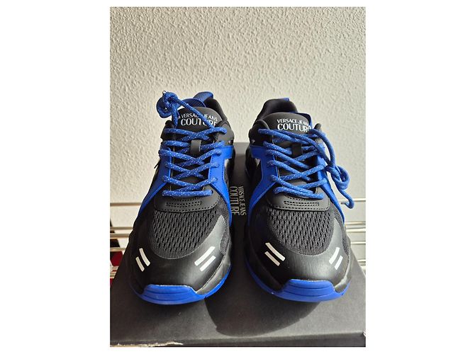 Baskets Versace Jeans Couture Noir Bleu Coton - vue 6