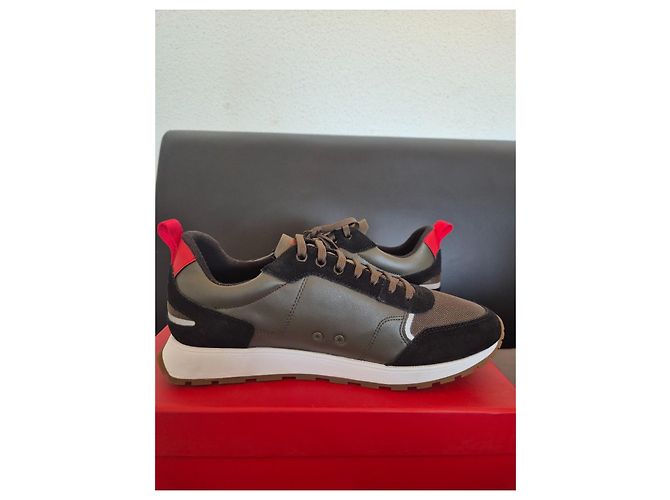 Sneakers Hugo Boss Ice line in pelle nero kaki Cachi - vista 2