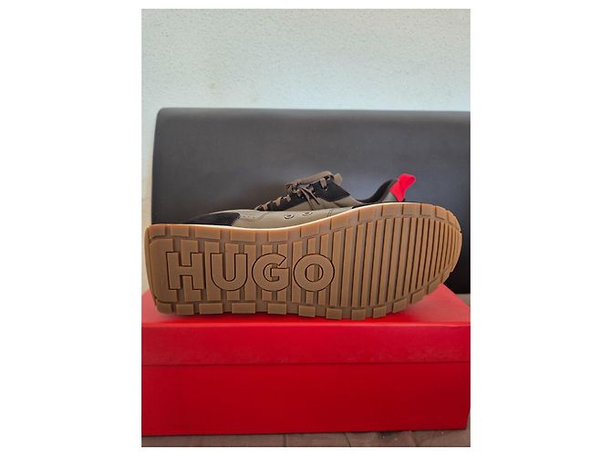 Sneakers Hugo Boss Ice line in pelle nero kaki Cachi - vista 4