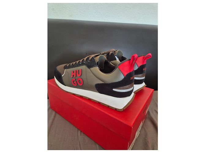 Sneakers Hugo Boss Ice line in pelle nero kaki Cachi - vista 6
