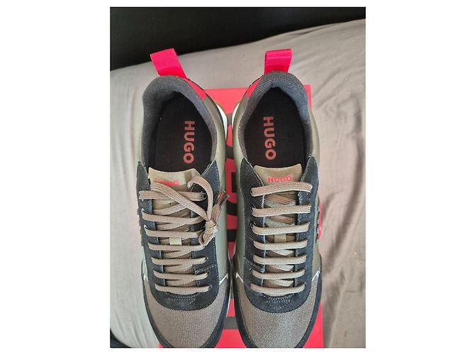 Sneakers Hugo Boss Ice line in pelle nero kaki Cachi - vista 8
