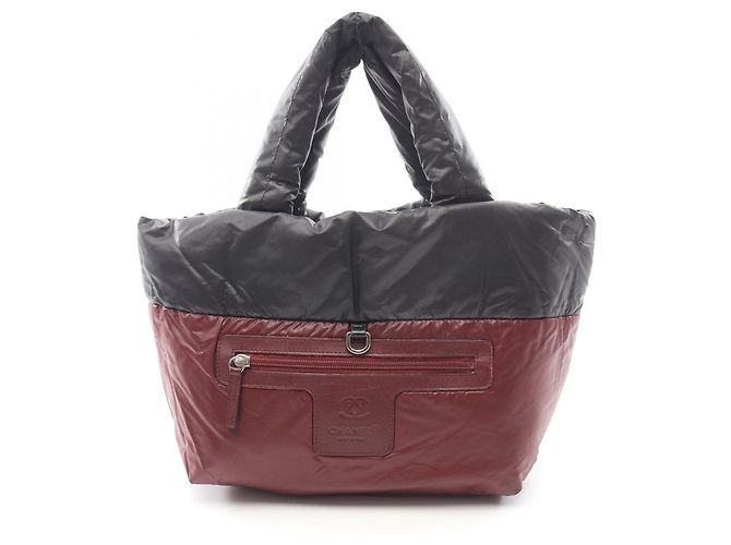 Borsa Tote Piccola Chanel Coco Cocoon Nero Bordò - vista 6
