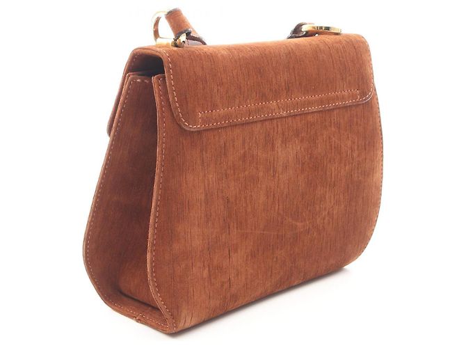 Borsa a spalla in suede marrone Gancini di Salvatore Ferragamo - vista 2