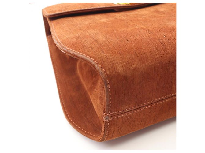 Borsa a spalla in suede marrone Gancini di Salvatore Ferragamo - vista 5