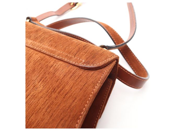 Borsa a spalla in suede marrone Gancini di Salvatore Ferragamo - vista 8