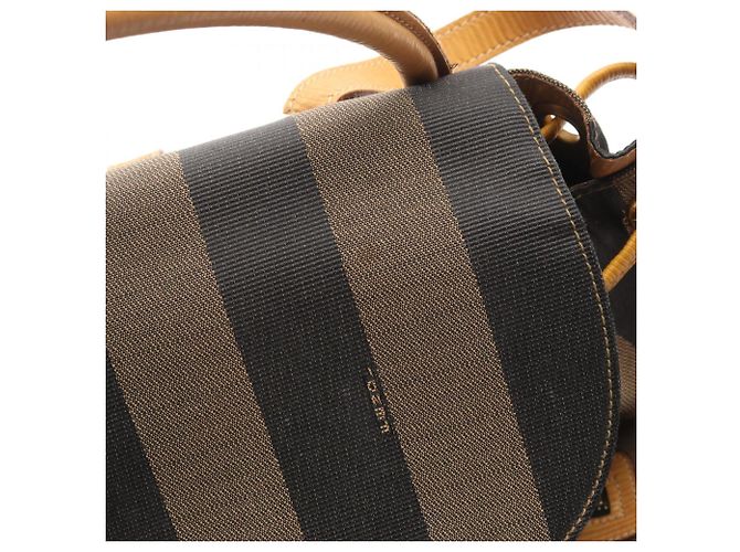 Zaino/Borsa Fendi Pequin Marrone Nero Beige - vista 11