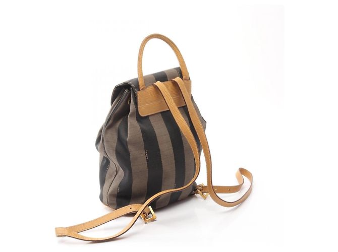 Zaino/Borsa Fendi Pequin Marrone Nero Beige - vista 2